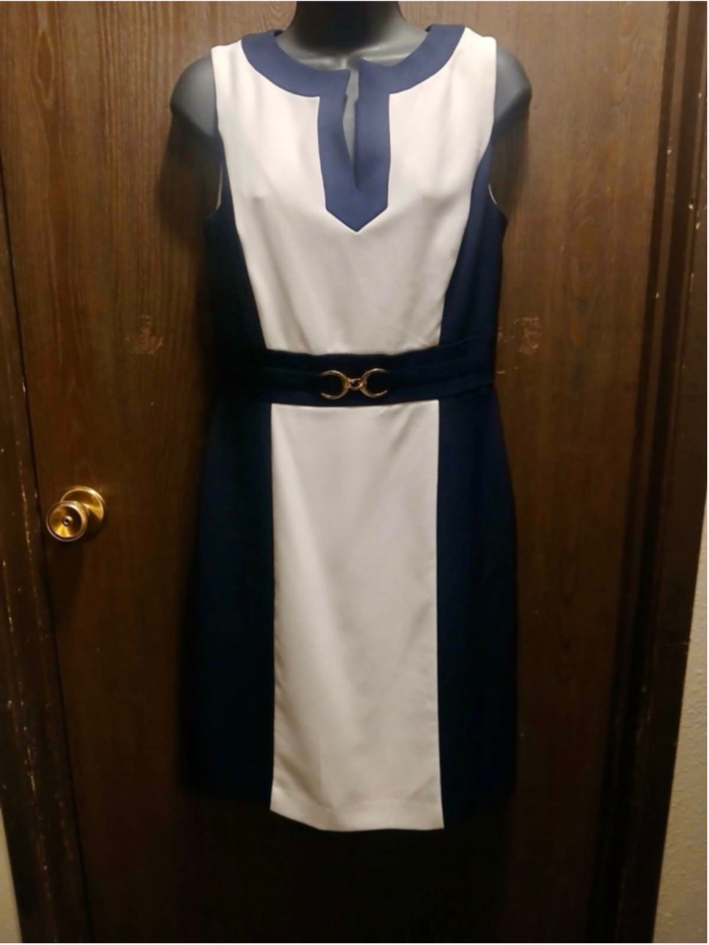 Women's Chelsea & Violet Navy White Colorblock Dress Size 4 - INV525 h - Picture 7 of 8